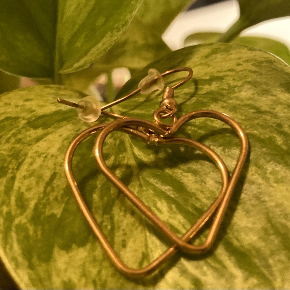 Gold Heart Hoop Earrings dangling love Y2K
